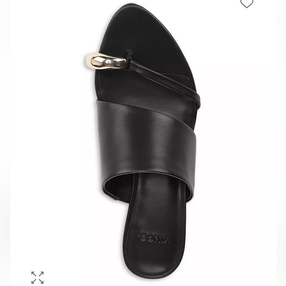 Vince Shoes - Vince Suzie Almond Toe Kitten Heel Sandals Mule Black Leather 38.5